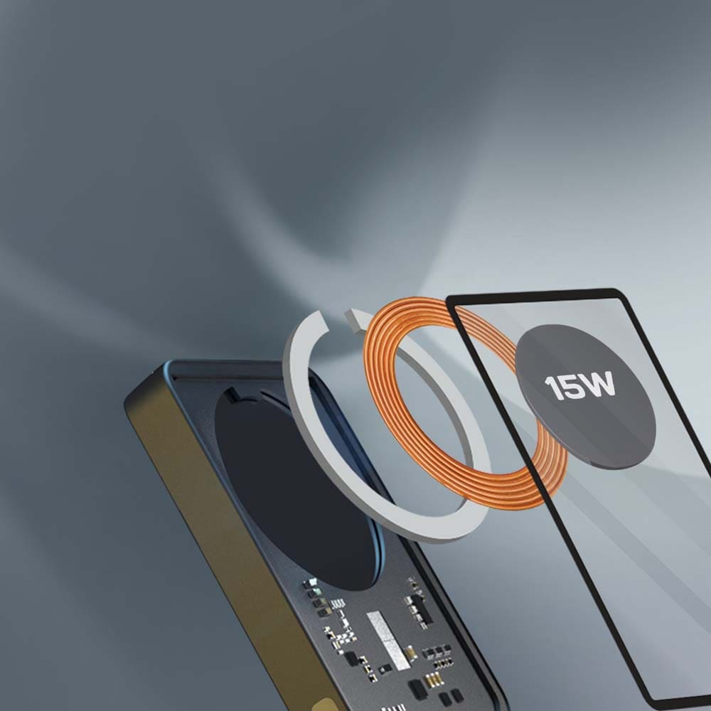 Baterie externa wireless PROMATE TransPack-5, 5000mAh, 1x USB-C Power Delivery (PD) 20W, 1x USB-A Quick charge 3.0 22.5W, Wireless QI 15W, negru