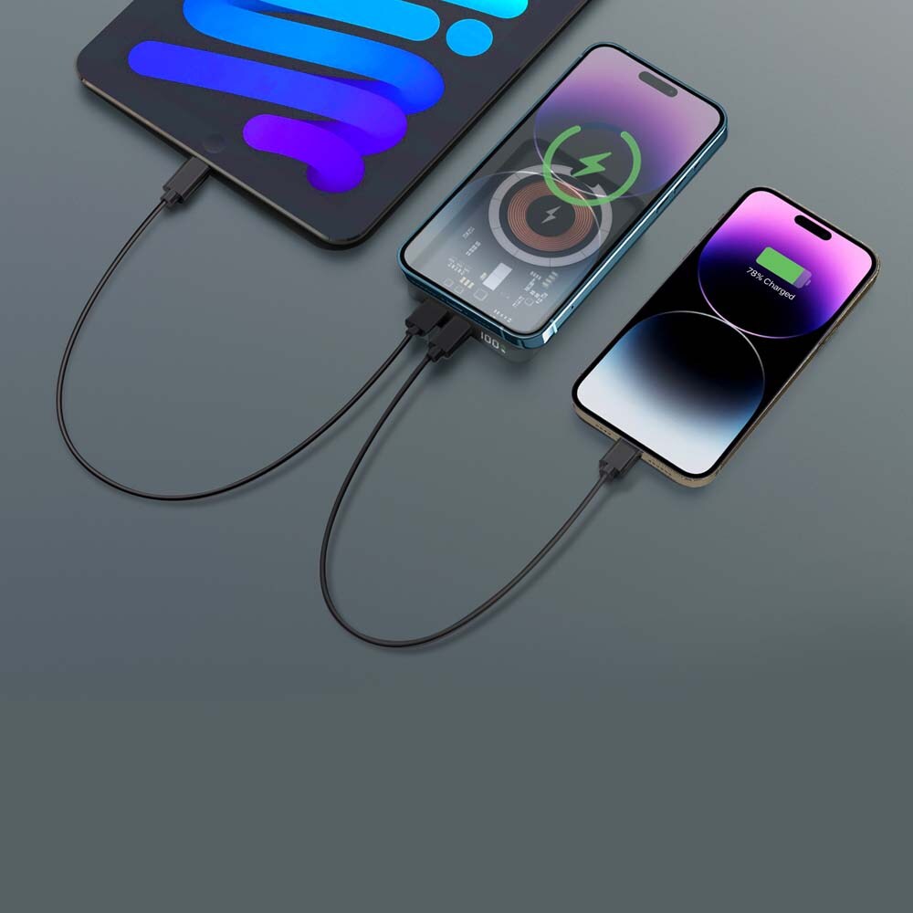 Baterie externa wireless PROMATE TransPack-5, 5000mAh, 1x USB-C Power Delivery (PD) 20W, 1x USB-A Quick charge 3.0 22.5W, Wireless QI 15W, negru