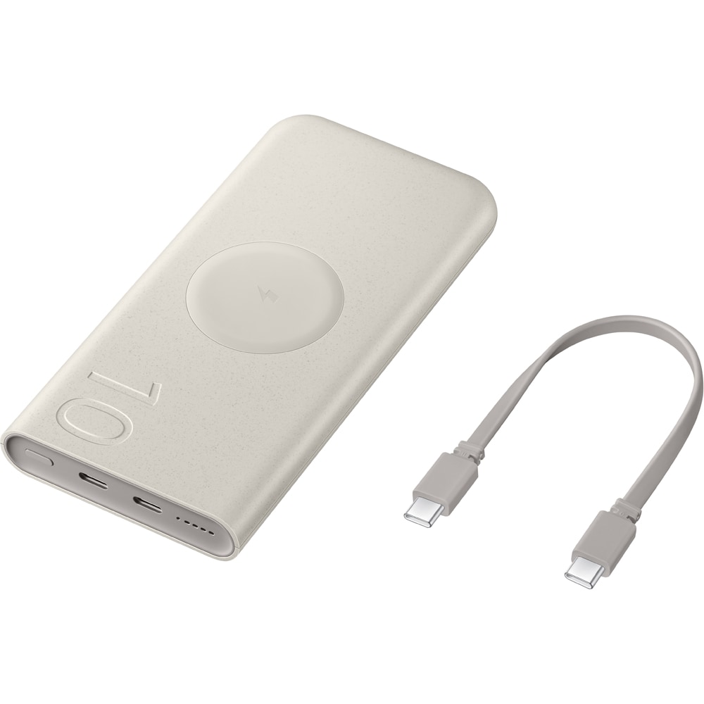 Baterie externa wireless SAMSUNG EB-U2510XUEGEU, 10000 mAh, 2x USB-C, Super Fast Charge 25W, bej