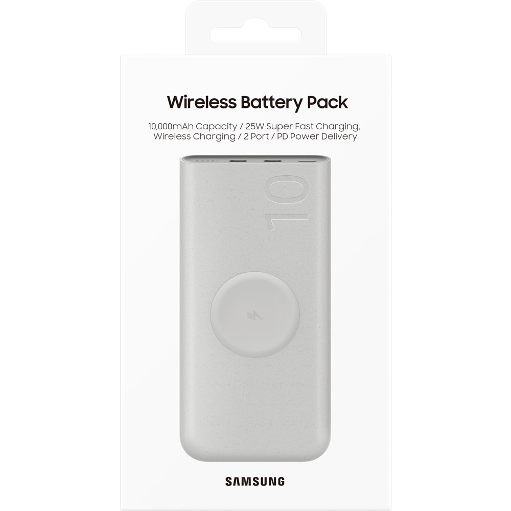 Baterie externa wireless SAMSUNG EB-U2510XUEGEU, 10000 mAh, 2x USB-C, Super Fast Charge 25W, bej