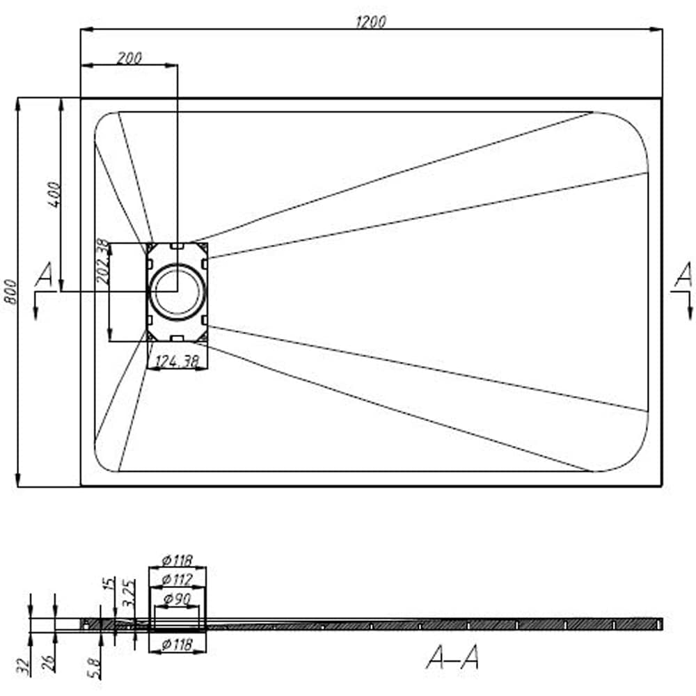 Cadita dus SANOTECHNIK 1280B, 120 x 80 cm, SMC, negru
