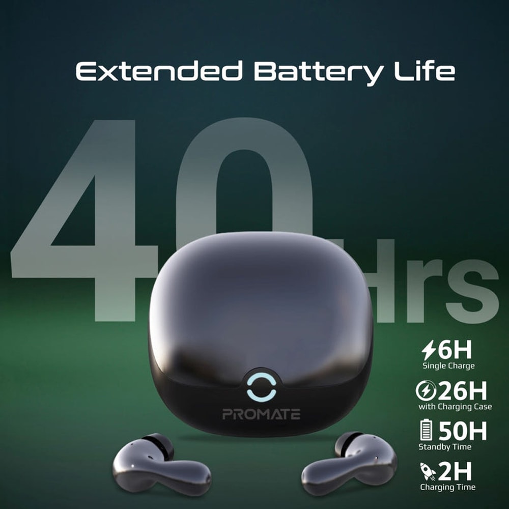 Casti PROMATE Baton, True wireless, Bluetooth, In-ear, Microfon, negru