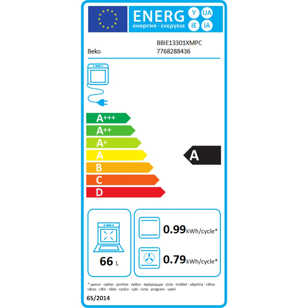 Cuptor incorporabil BEKO BBIE13301XMPC, Electric, Autocuratare pirolitica, 66 l, Clasa A, negru