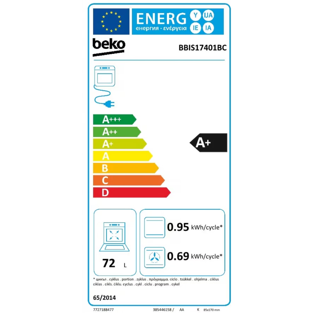 Cuptor incorporabil BEKO BBIS17401BC, Electric, Autocuratare SteamShine, 72 l, Clasa A+, negru