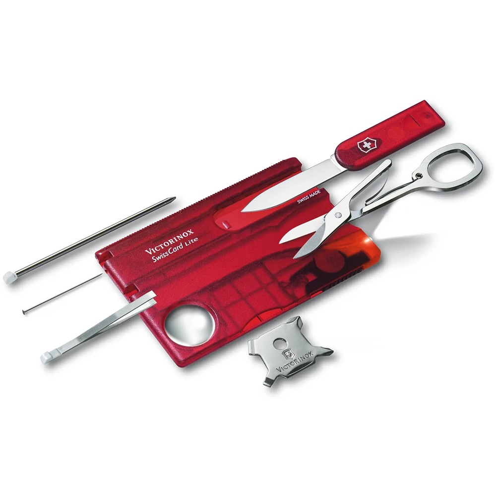 Card multifunctional VICTORINOX SwissCard Lite 0.7300.T, 13 functii, ABS, rosu