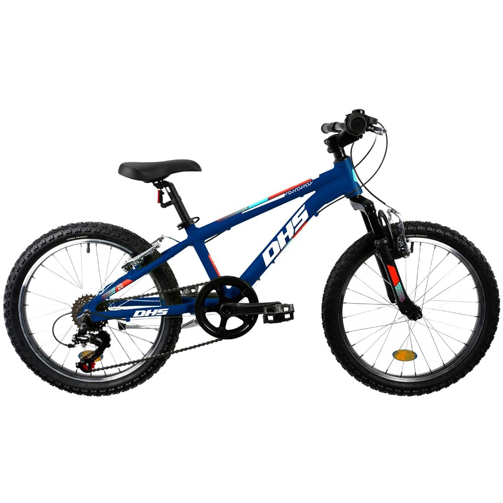 Bicicleta copii MTB DHS Terrana 2023, roata 20", 6 viteze, frana V-brake, albastru