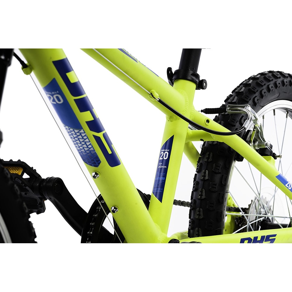 Bicicleta copii MTB DHS Terrana 2023, roata 20", 6 viteze, frana V-brake, verde