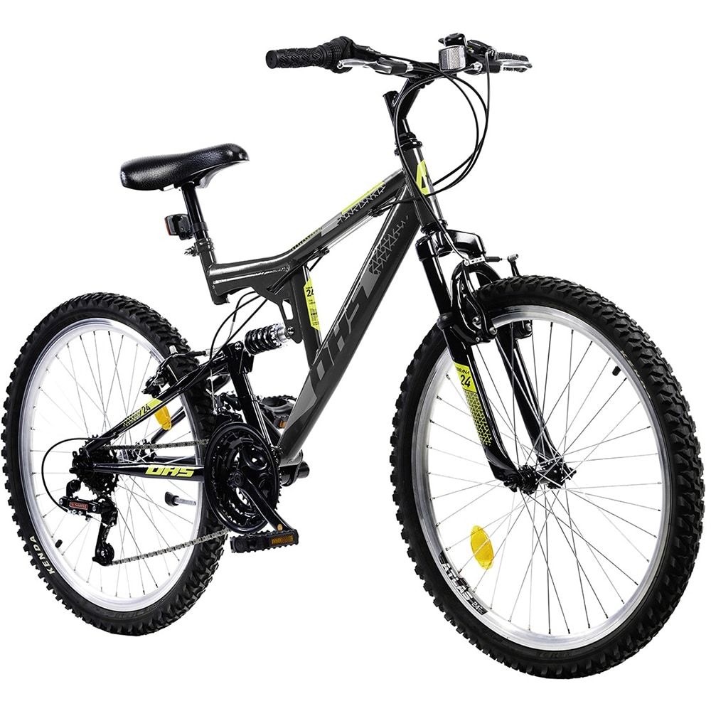 Bicicleta copii MTB DHS Terrana 2441, roata 24", 18 viteze, frana V-brake, gri