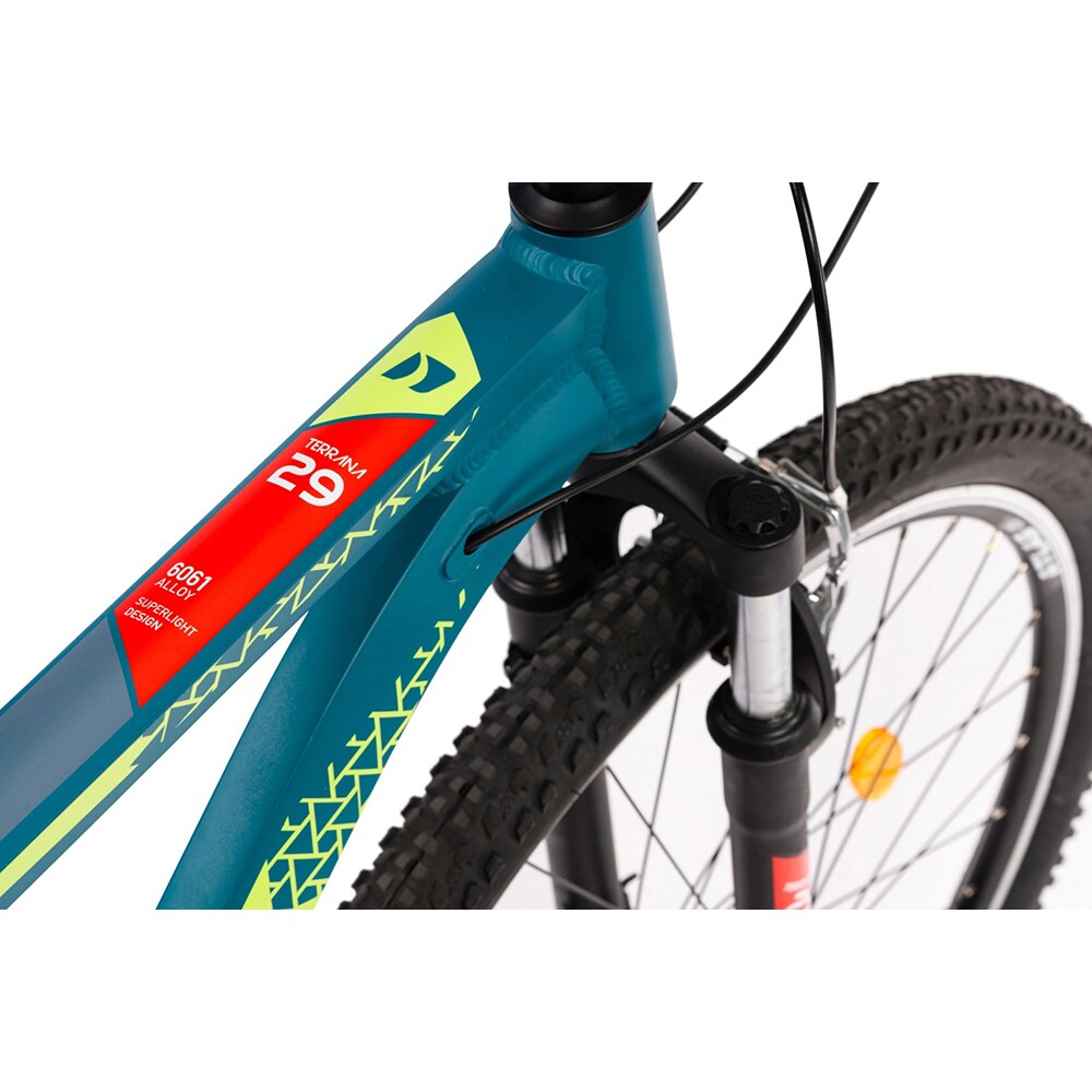 Bicicleta MTB DHS Terrana 2923 L, roata 29", 21 viteze, schimbator Shimano, frana V-brake, verde