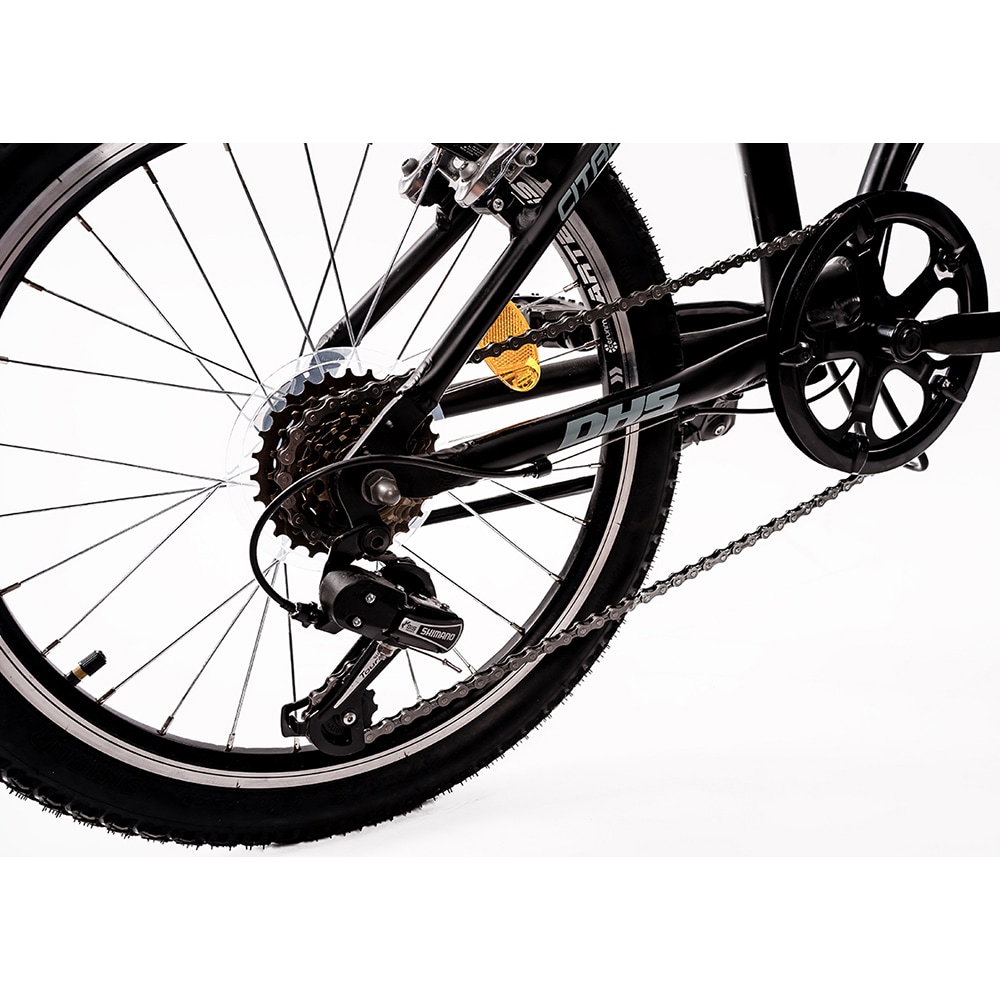 Bicicleta pliabila DHS 2095, roata 20", 6 viteze, schimbator Shimano, frana V-brake, negru