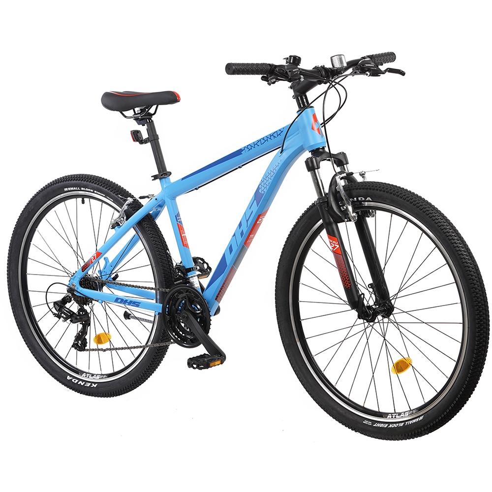 Bicicleta MTB DHS Terrana 2723 M, roata 27.5", 21 viteze, schimbator Shimano, frana V-brake, albastru