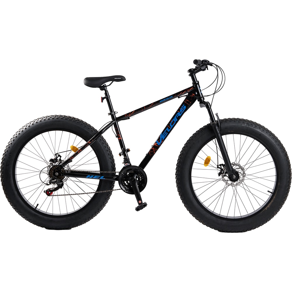 Bicicleta Fat Bike VELORS V2619B, roata 26", 21 viteze, schimbator Sunrun, frana disc mecanica, negru-albastru