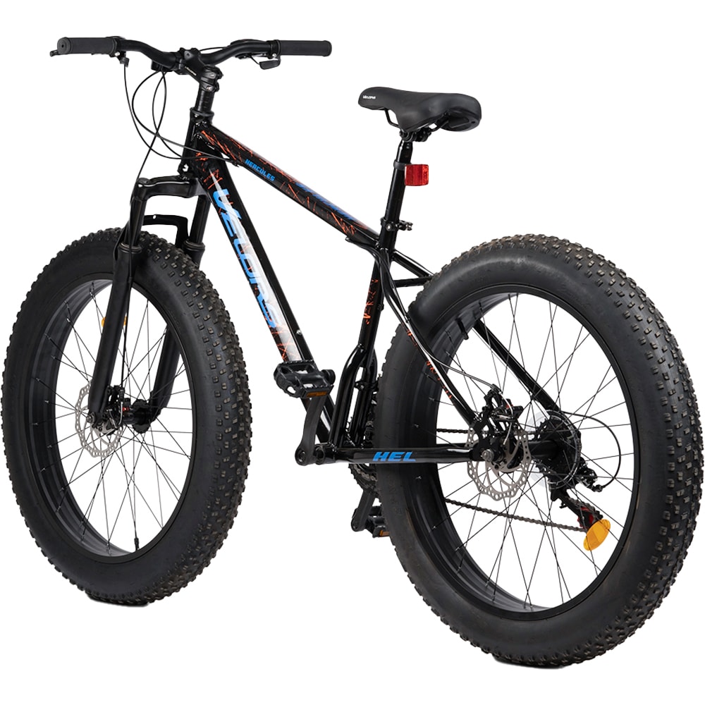 Bicicleta Fat Bike VELORS V2619B, roata 26", 21 viteze, schimbator Sunrun, frana disc mecanica, negru-albastru