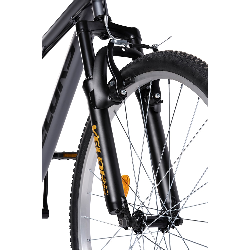 Bicicleta MTB VELORS Thunder V26205B, roata 26", 21 viteze, schimbator Saiguan, frana V mecanica, gri-galben