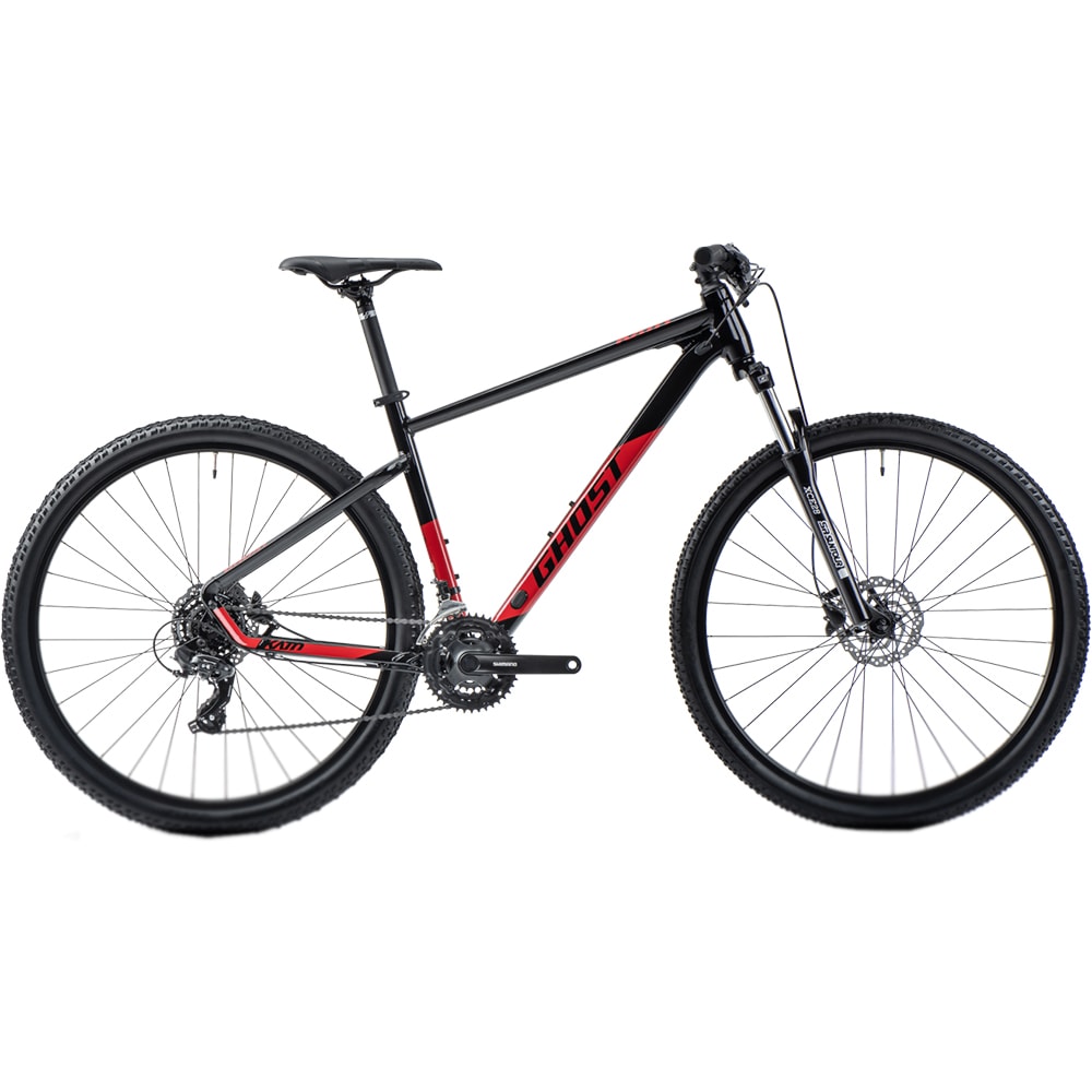 Bicicleta MTB GHOST Kato S, roata 27", 7 viteze, schimbator Shimano, frana disc hidraulica, rosu-negru