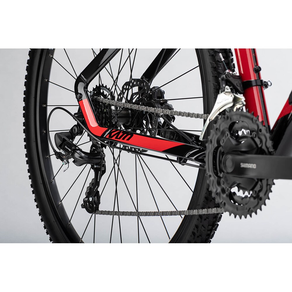 Bicicleta MTB GHOST Kato S, roata 29", 7 viteze, schimbator Shimano, frana disc hidraulica, rosu-negru