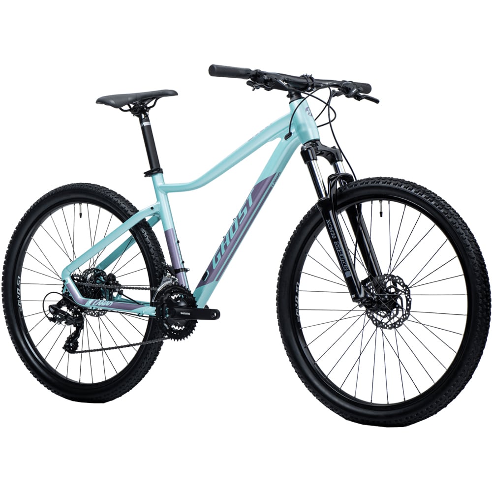 Bicicleta MTB GHOST Lanao S, roata 27", 7 viteze, schimbator Shimano, frana disc hidraulica, turcoaz