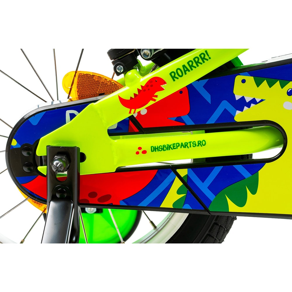 Bicicleta copii DHS Dino, roata 14", frana V-brake, verde