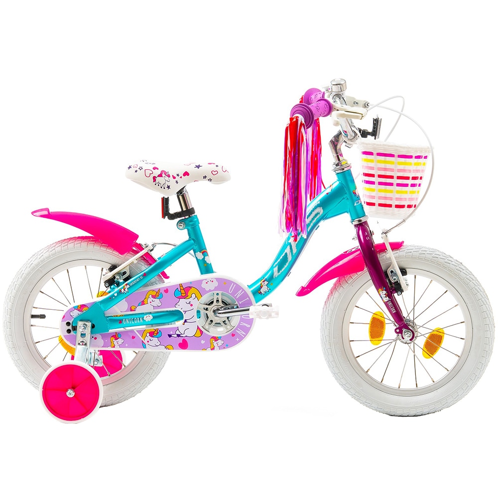 Bicicleta copii DHS Unicorn, roata 14", frana V-brake, albastru