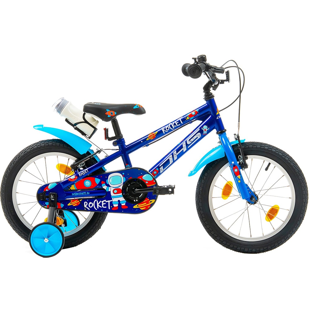 Bicicleta copii DHS Rocket, roata 16", frana V-brake, albastru