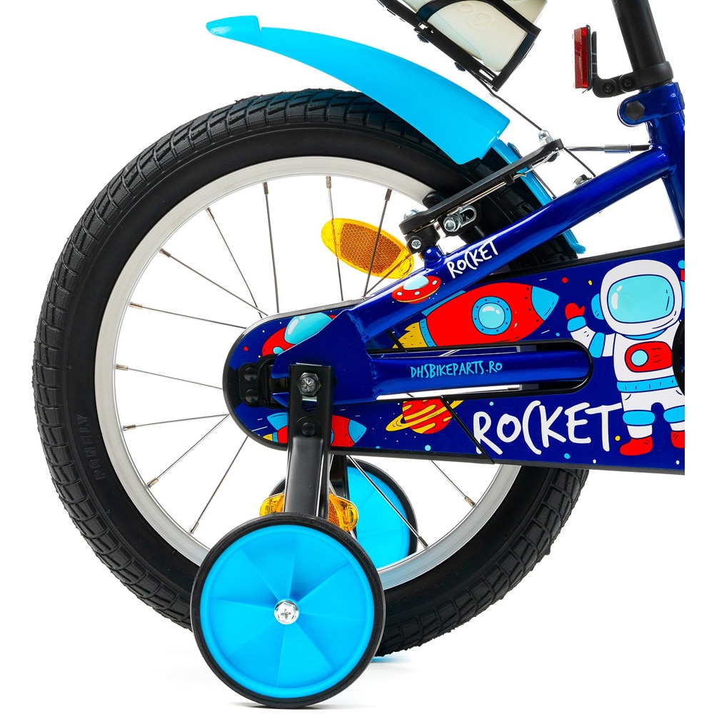 Bicicleta copii DHS Rocket, roata 16", frana V-brake, albastru