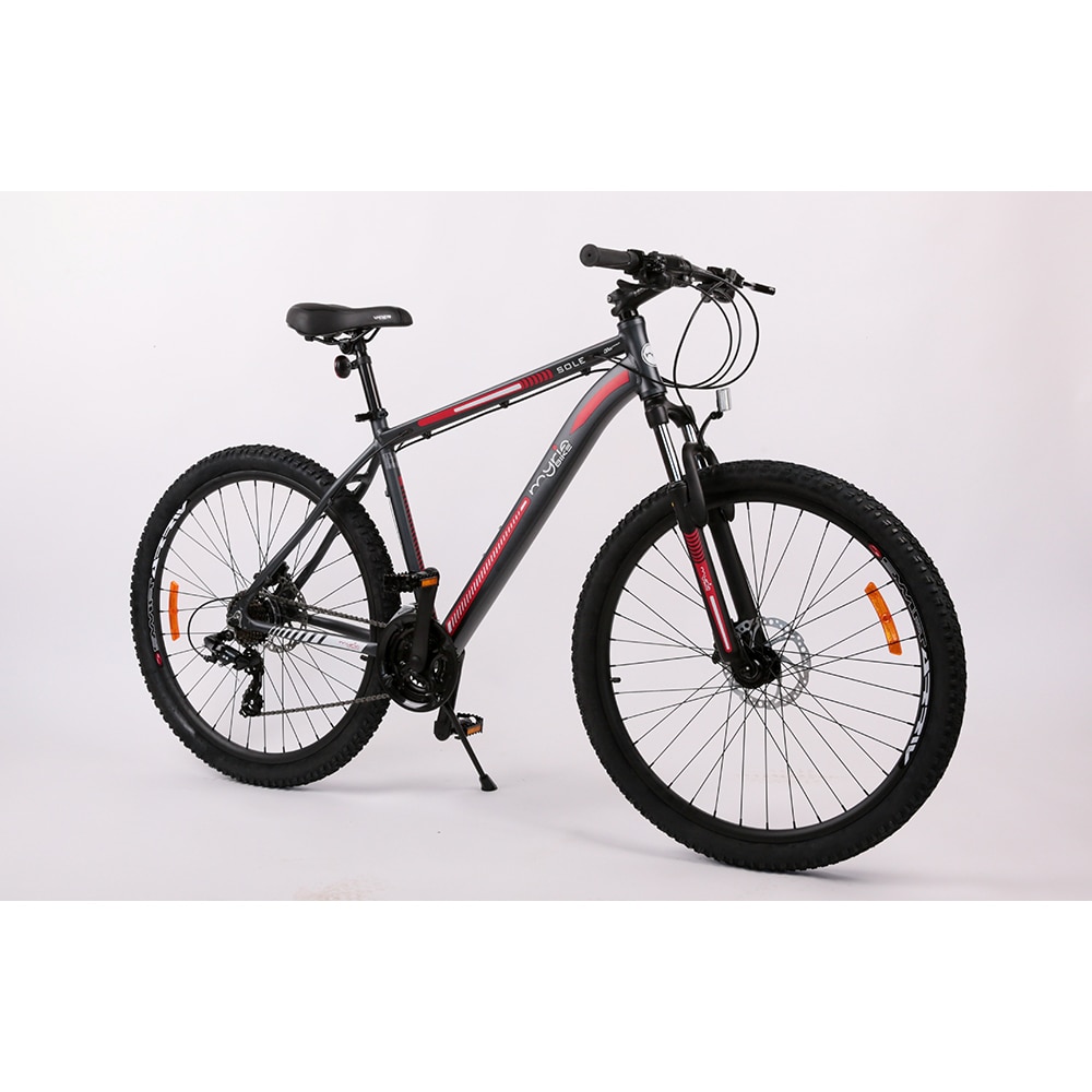 Bicicleta MTB MYRIA MY7245GR Sole, roata 27.5", 21 viteze, schimbator Shimano, frana disc hidraulica, gri-rosu