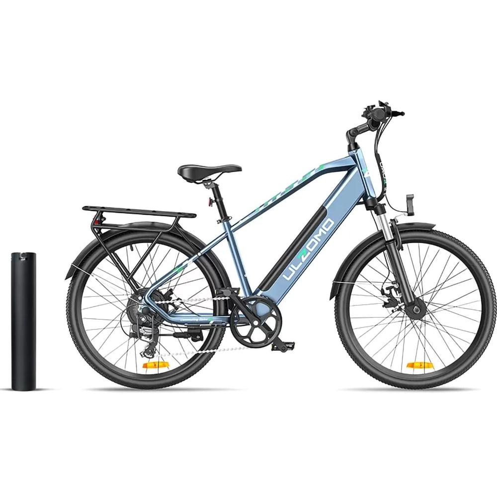 Bicicleta asistata electric ULZOMO Metro, roata 26", motor 250W, viteza maxima 25km/h, albastru