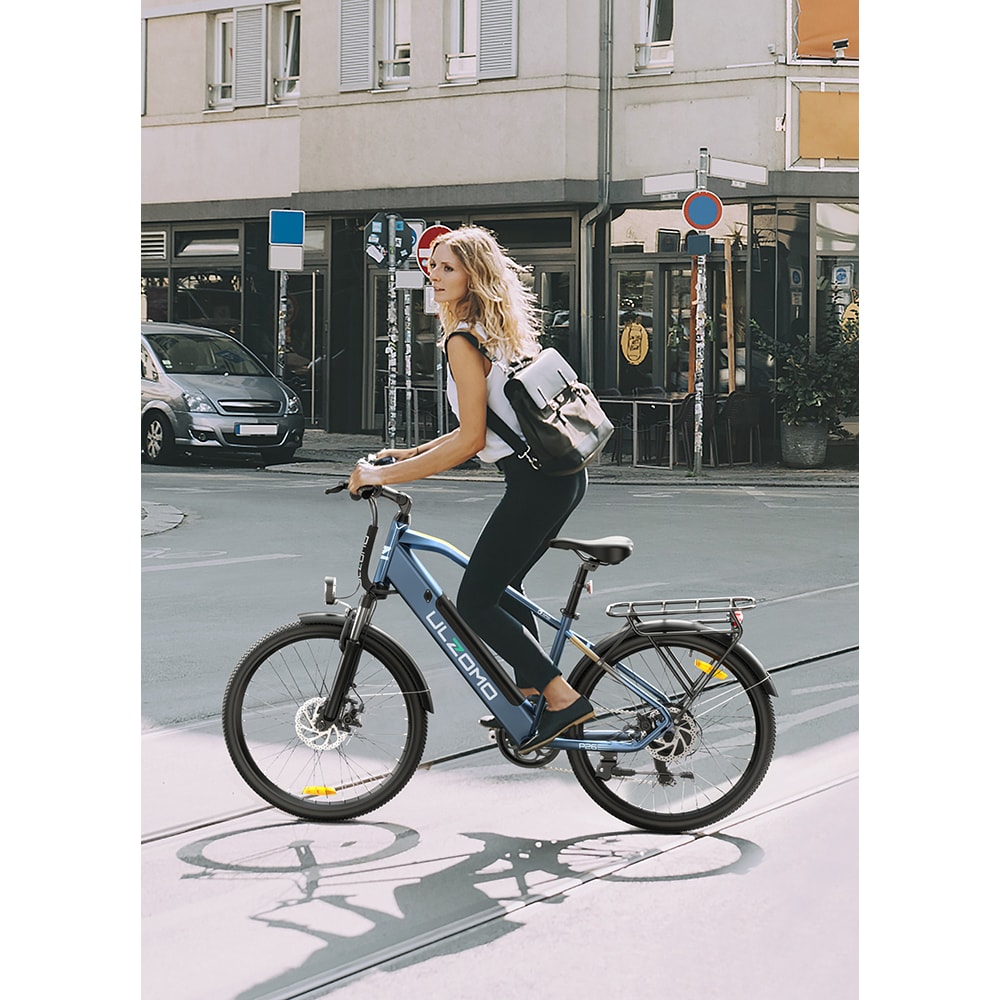 Bicicleta asistata electric ULZOMO Metro, roata 26", motor 250W, viteza maxima 25km/h, verde