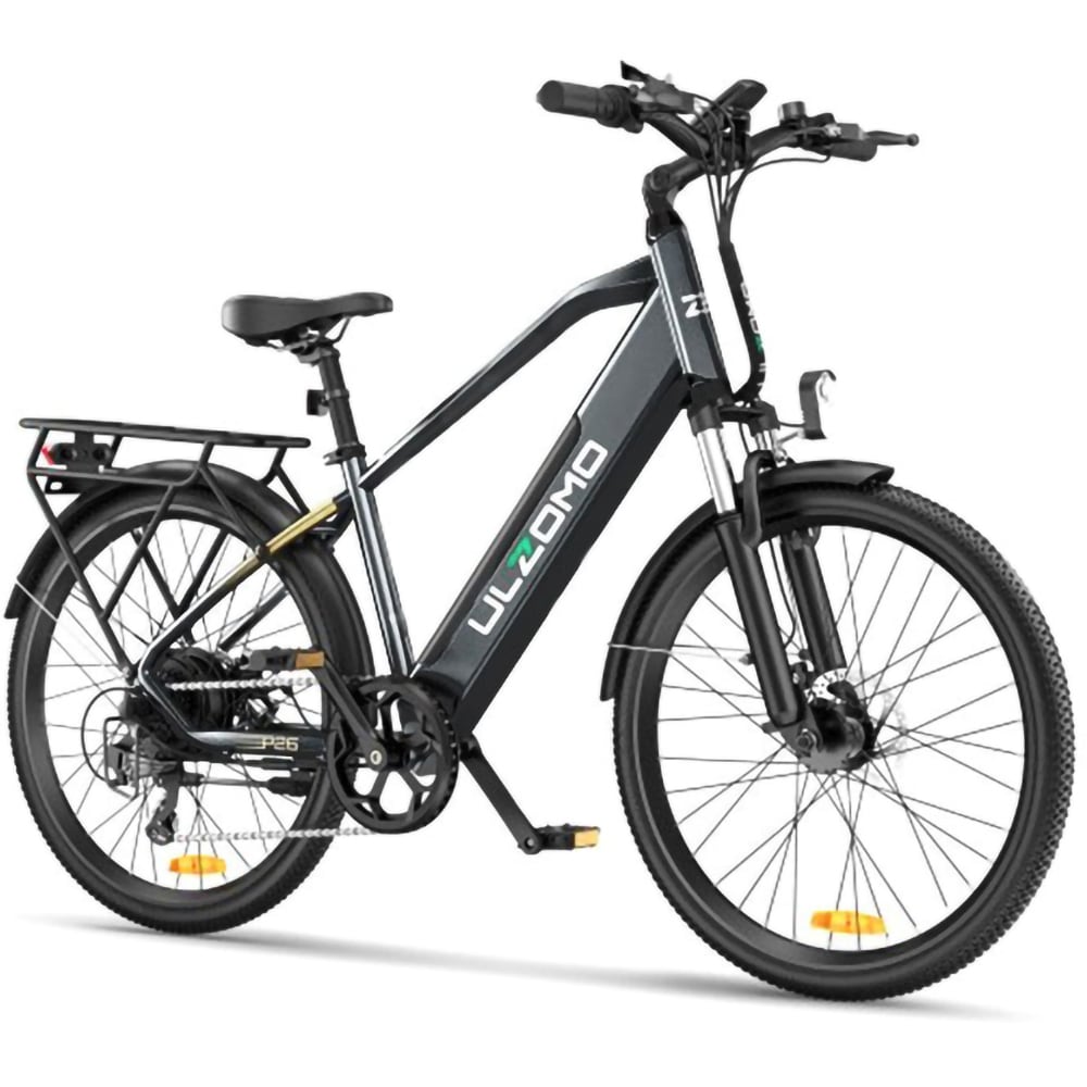 Bicicleta asistata electric ULZOMO Metro, roata 26", motor 250W, viteza maxima 25km/h, gri