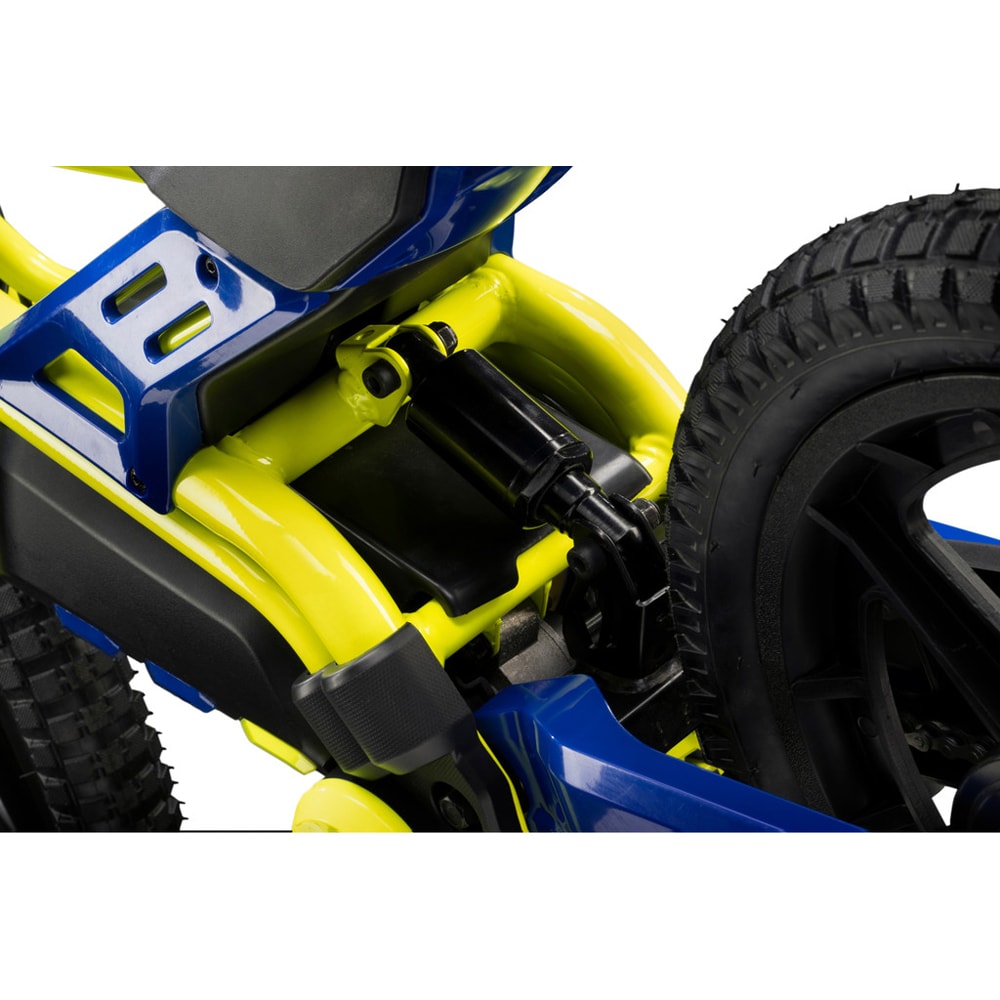 Bicicleta asistata electric fara pedale VR46 Motorbike, roata 16", motor 150W, viteza max 12 Km/h, albastru-galben