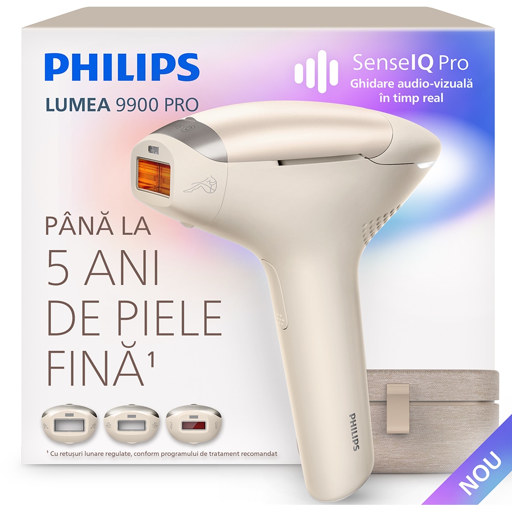 Epilator IPL PHILIPS Lumea 9900 Pro BRC332/0, 450.000 de impulsuri, 3 accesorii, bej