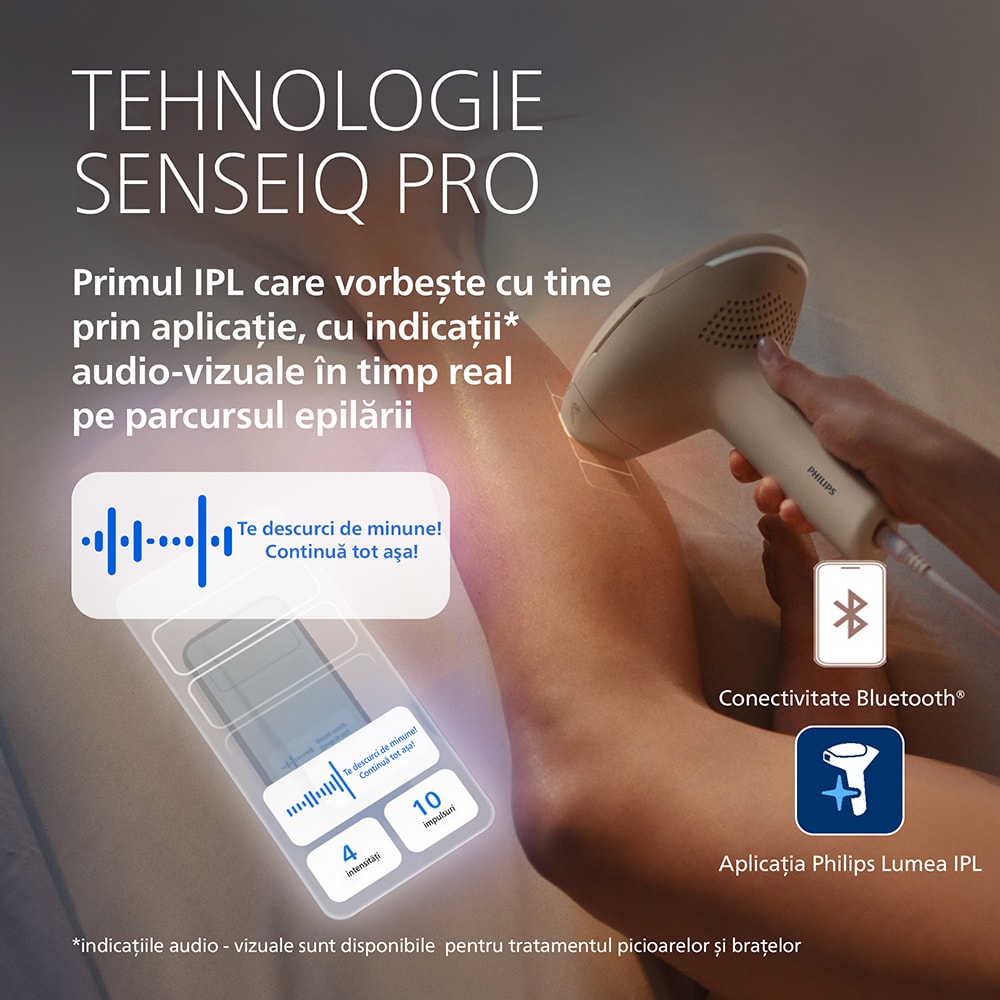 Epilator IPL PHILIPS Lumea 9900 Pro BRC332/0, 500.000 de impulsuri, 3 accesorii, bej
