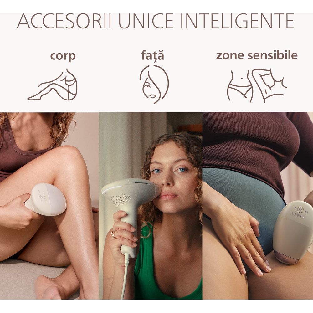 Epilator IPL PHILIPS Lumea 9900 Pro BRC332/0, 450.000 de impulsuri, 3 accesorii, bej