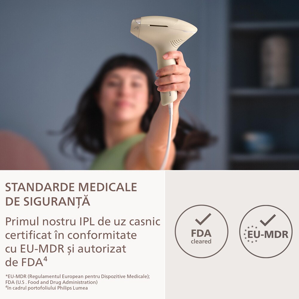 Epilator IPL PHILIPS Lumea 9900 Pro BRC332/0, 450.000 de impulsuri, 3 accesorii, bej