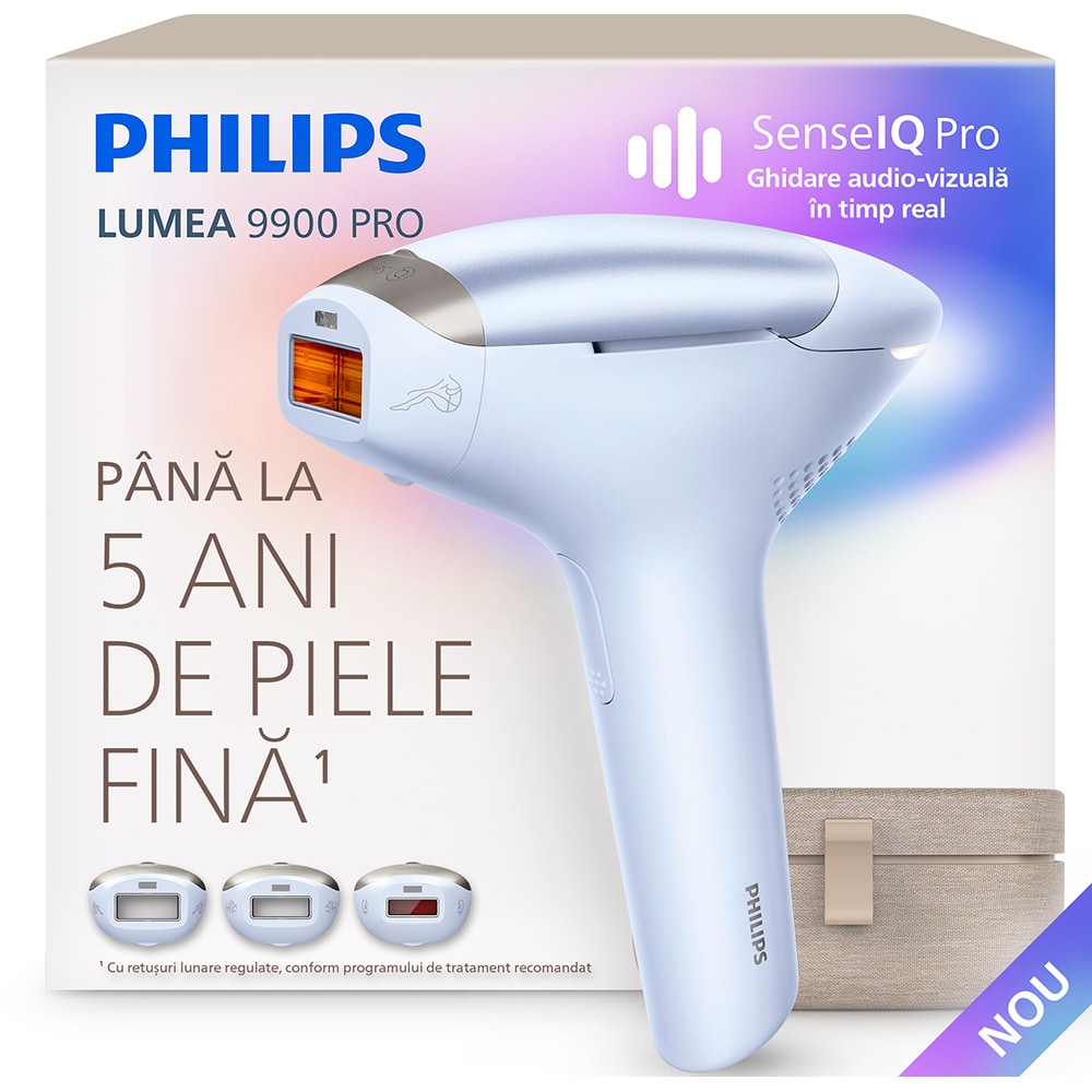 Epilator IPL PHILIPS Lumea 9900 Pro BRC333/00, 450.000 de impulsuri, 3 accesorii, albastru