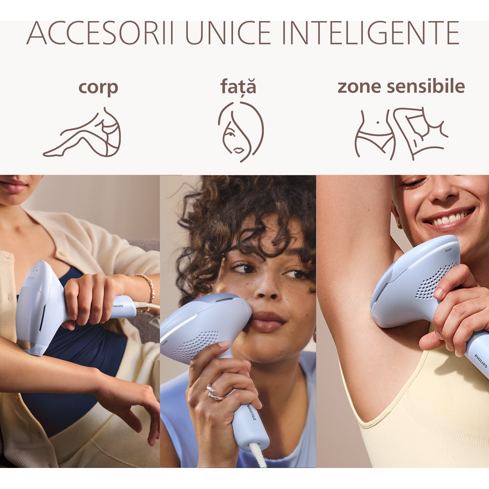 Epilator IPL PHILIPS Lumea 9900 Pro BRC333/00, 450.000 de impulsuri, 3 accesorii, albastru