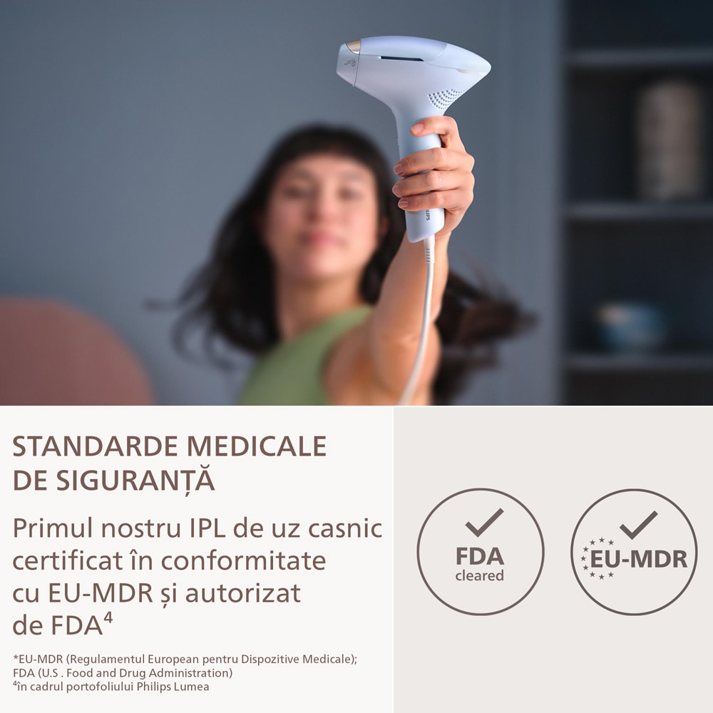 Epilator IPL PHILIPS Lumea 9900 Pro BRC333/00, 450.000 de impulsuri, 3 accesorii, albastru