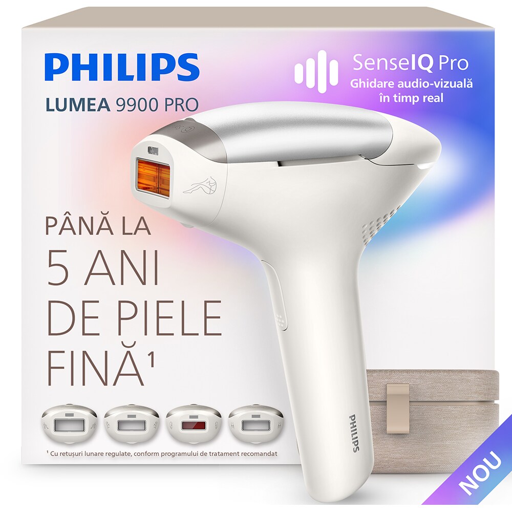 Epilator IPL PHILIPS Lumea 9900 Pro BRC344/00, 450.000 de impulsuri, 4 accesorii, alb