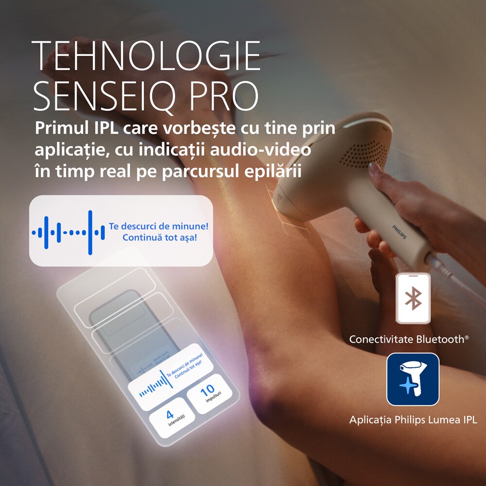 Epilator IPL PHILIPS Lumea 9900 Pro BRC344/00, 450.000 de impulsuri, 4 accesorii, alb