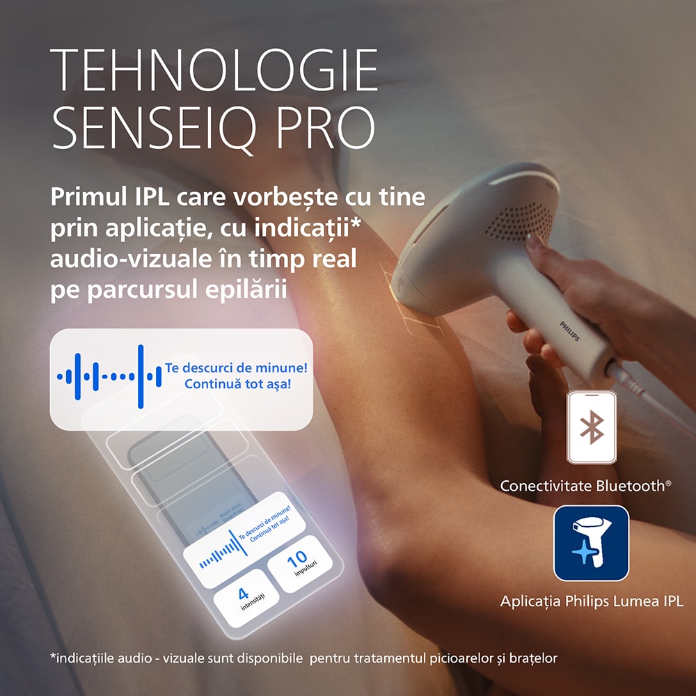 Epilator IPL PHILIPS Lumea 9900 Pro BRC344/00, 500.000 de impulsuri, 4 accesorii, alb