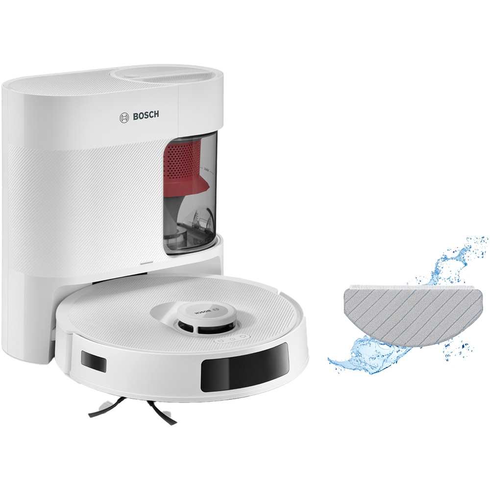 Aspirator robot BOSCH Spotless+ BCRD1W, 0.4l, 14.4V, autonomie max 160 min, Wi-Fi, functie mop, alb