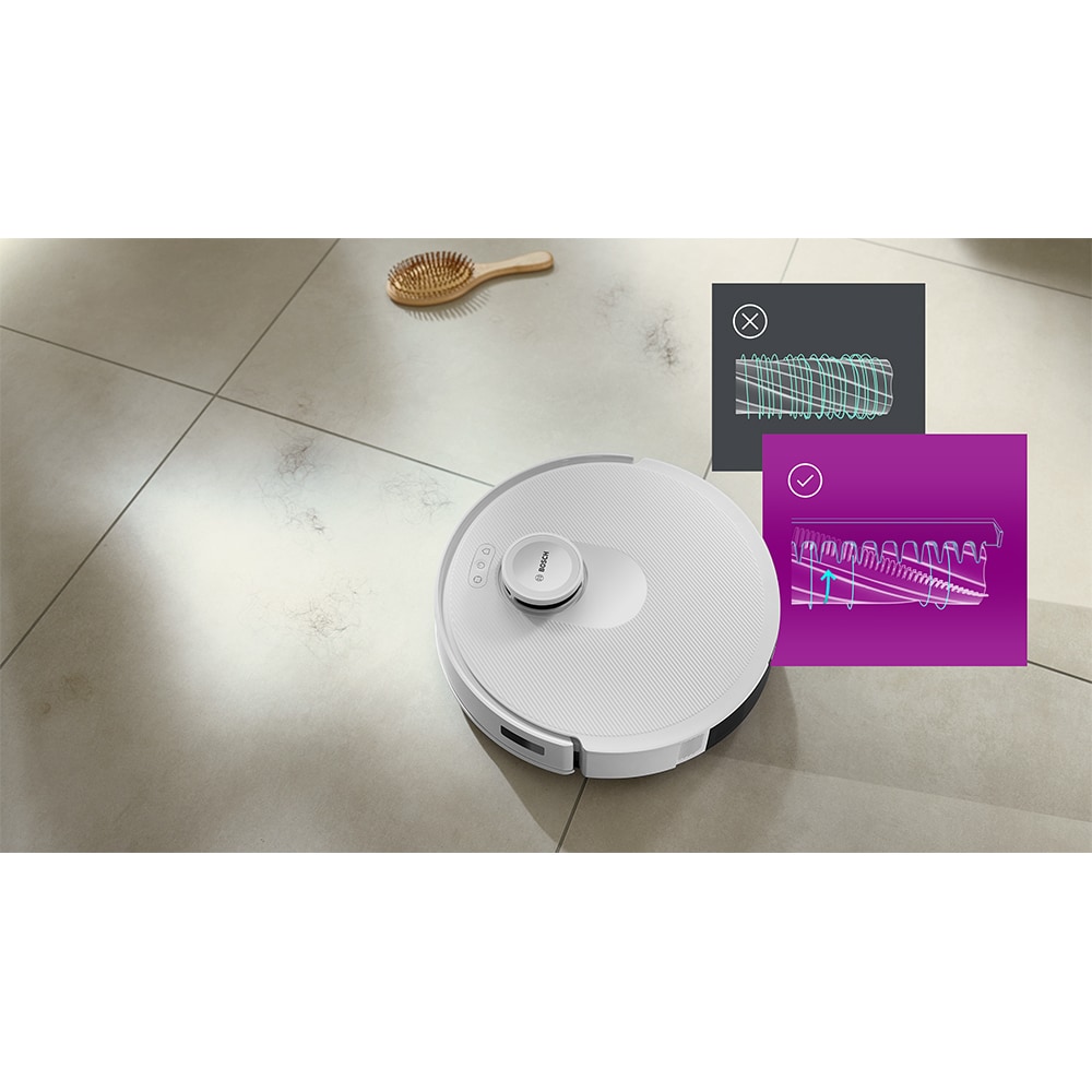 Aspirator robot BOSCH Spotless+ BCRD1W, 0.4l, 14.4V, autonomie max 160 min, Wi-Fi, functie mop, alb