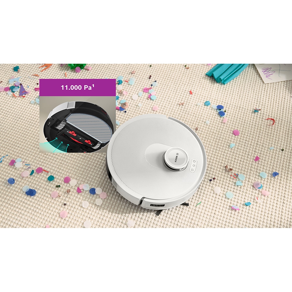 Aspirator robot BOSCH Spotless+ BCRD1W, 0.4l, 14.4V, autonomie max 160 min, Wi-Fi, functie mop, alb