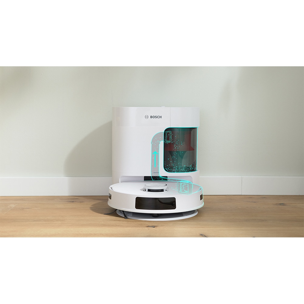 Aspirator robot BOSCH Spotless Advanced+ BCRD2W, 0.4l, 14.4V, autonomie max 160 min, Wi-Fi, functie mop, alb