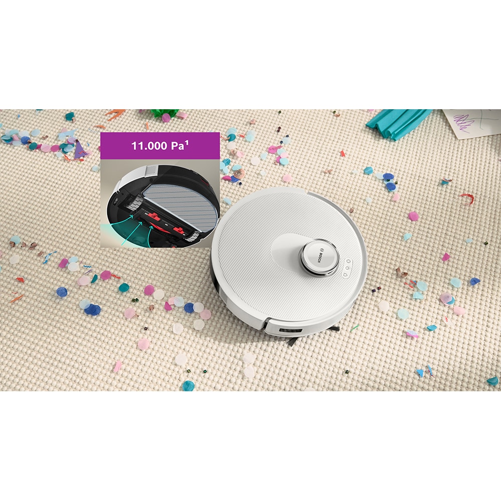 Aspirator robot BOSCH Spotless Advanced+ BCRD2W, 0.4l, 14.4V, autonomie max 160 min, Wi-Fi, functie mop, alb