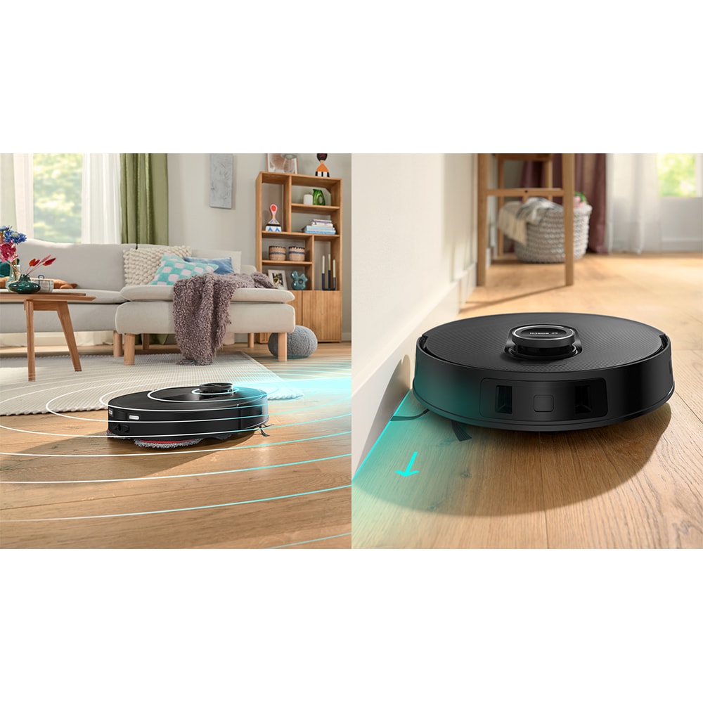 Aspirator robot BOSCH Spotless Max BCRDW3BAB, 0.27l, 14.V, autonomie max 160 min, Wi-Fi, functie mop rotativ, negru