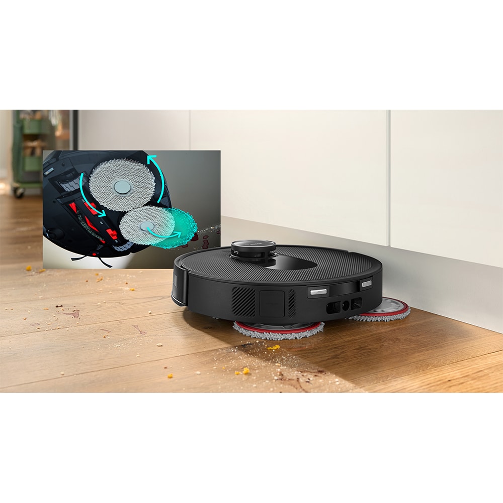 Aspirator robot BOSCH Spotless Max BCRDW3BAB, 0.27l, 14.V, autonomie max 160 min, Wi-Fi, functie mop rotativ, negru