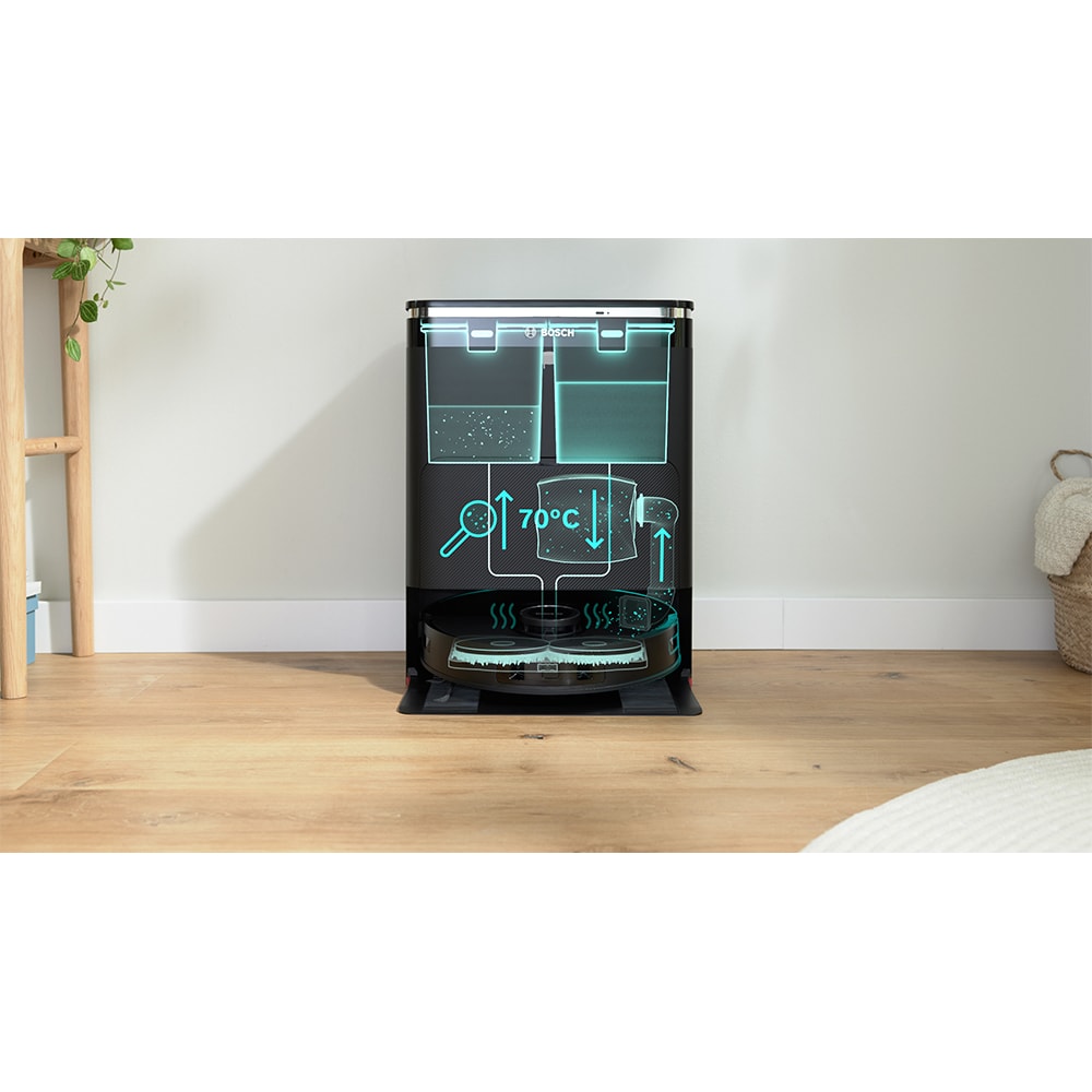 Aspirator robot BOSCH Spotless Max BCRDW3BAB, 0.27l, 14.V, autonomie max 160 min, Wi-Fi, functie mop rotativ, negru