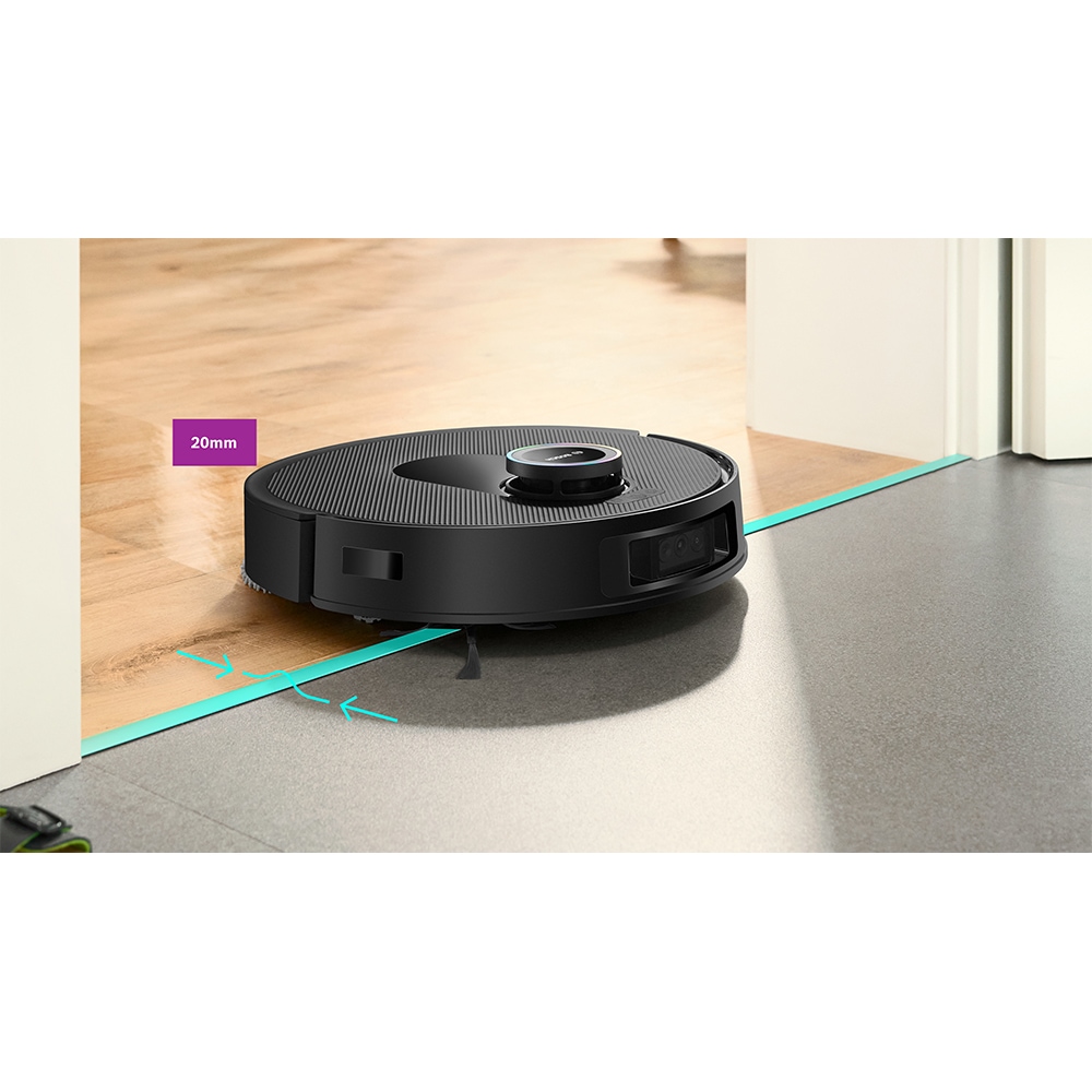 Aspirator robot BOSCH Spotless Max Cam BCRDW3BX, 0.27l, 14.4V, autonomie max 160 min, Wi-Fi, functie mop rotativ, negru