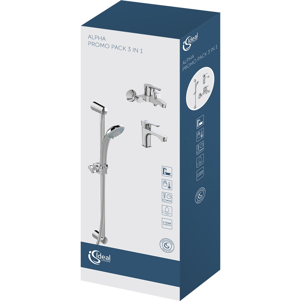 Set baterii baie 3in1 IDEAL STANDARD Alpha BD004AA, alama sanitara, crom